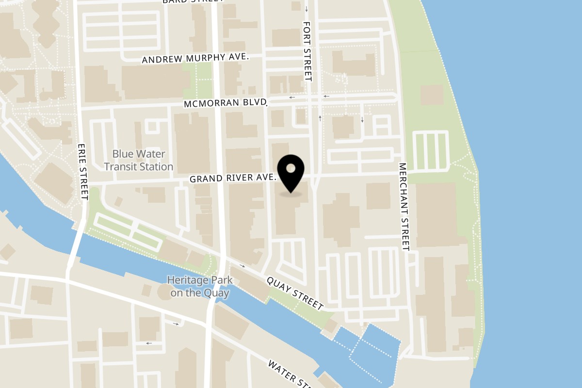 Map showing the location of Suvells - Best Chicken Tenders & Smash Burgers in Port Huron, MI on 318 Grand River Ave in Port Huron